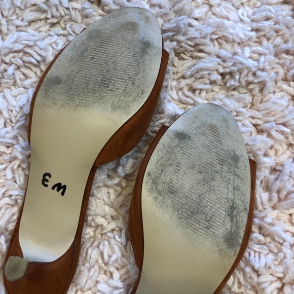 FSJ Shoes Brown Satin Heel With Front Strap - Picture 12 of 13